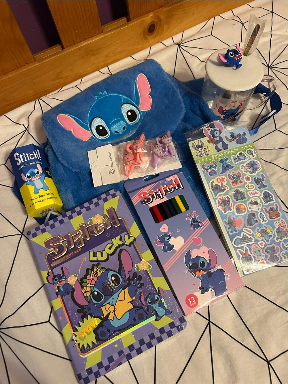 Blue Stitch-Themed Party Favor Set - Plush & Stationery Bundle
